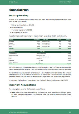 Shoe shop business plan template