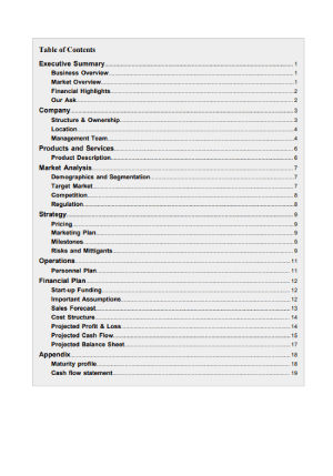 tea room business plan template