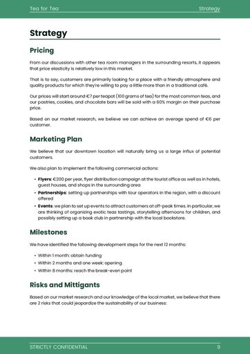 Tea room business plan template