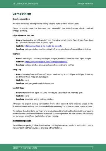 market analysis section of the thrift shop business plan template