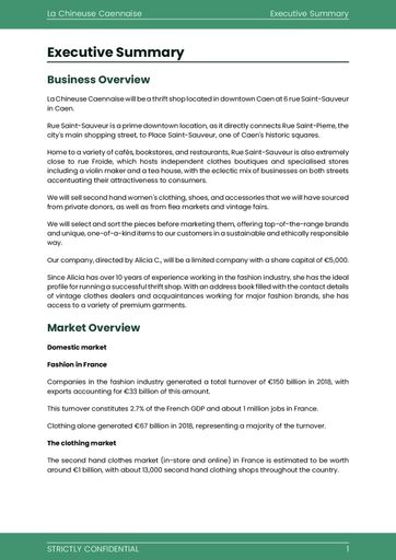 executive summary for thrift shop business plan sample