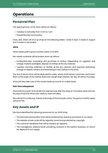 thrift shop business plan template: operations section