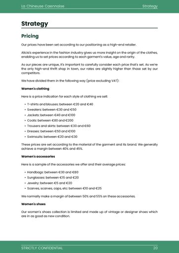 thrift shop business plan example: stragtegy section