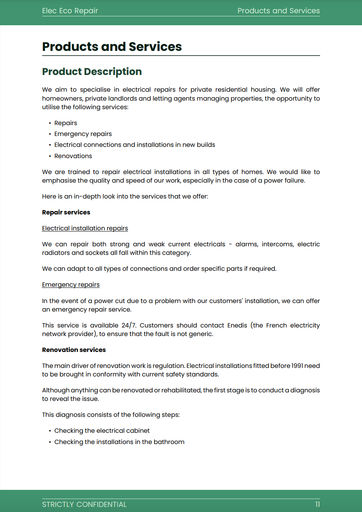 electrical contractor business plan sample product and services description of the electrician business plan example