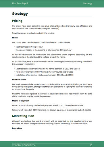 electrical contractor business plan sample electrician business plan example: stragtegy section