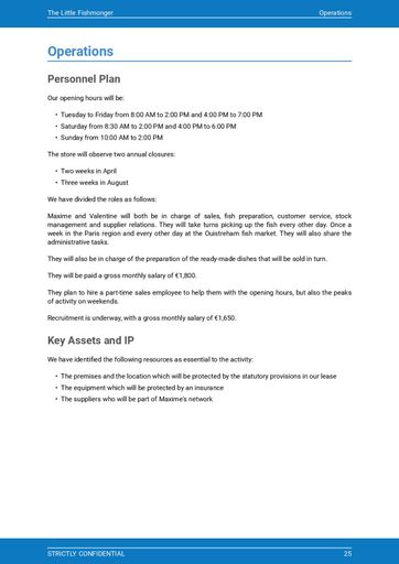 fishmonger business plan template: operations section