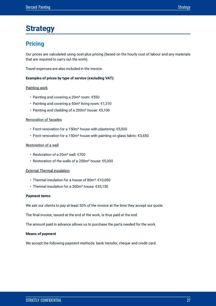 Painting business plan template