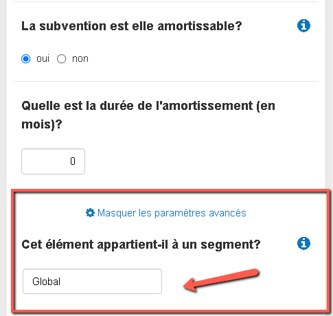 comment saisir un segment dans le logiciel de prévisions financières de The Business Plan Shop