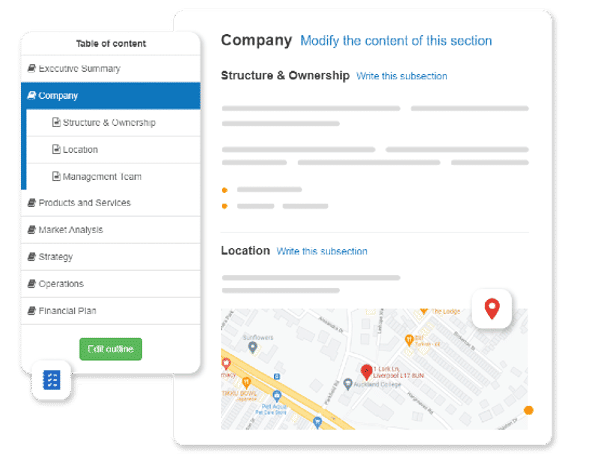 market analysis in the outline of the business plan software offered by The Business Plan Shop