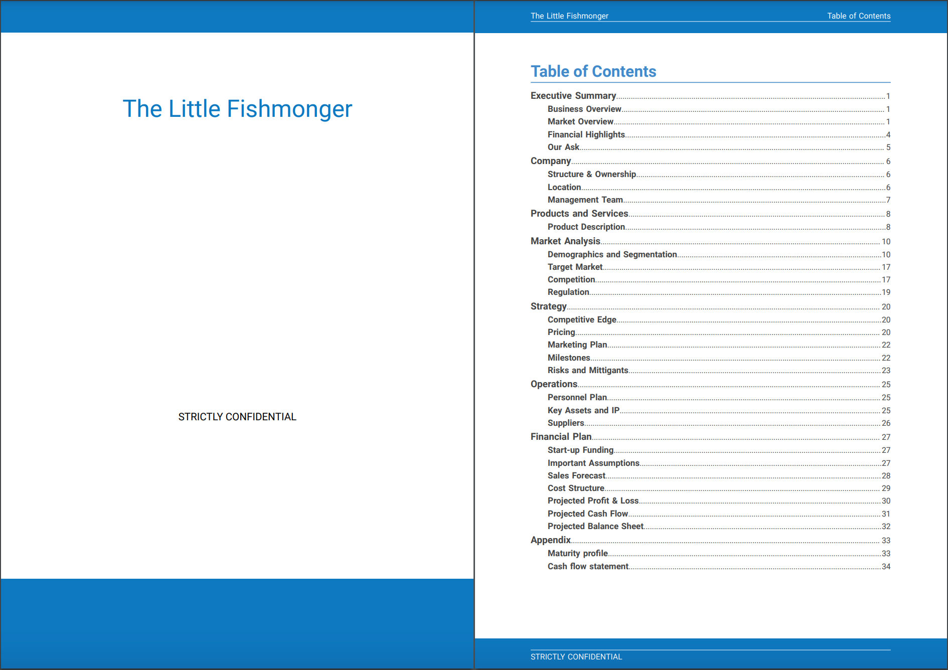 financial template for a fishmonger