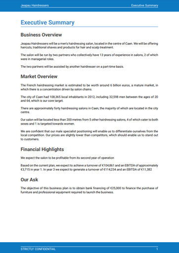 business plan sample for beauty salon executive summary for hairdresser business plan sample