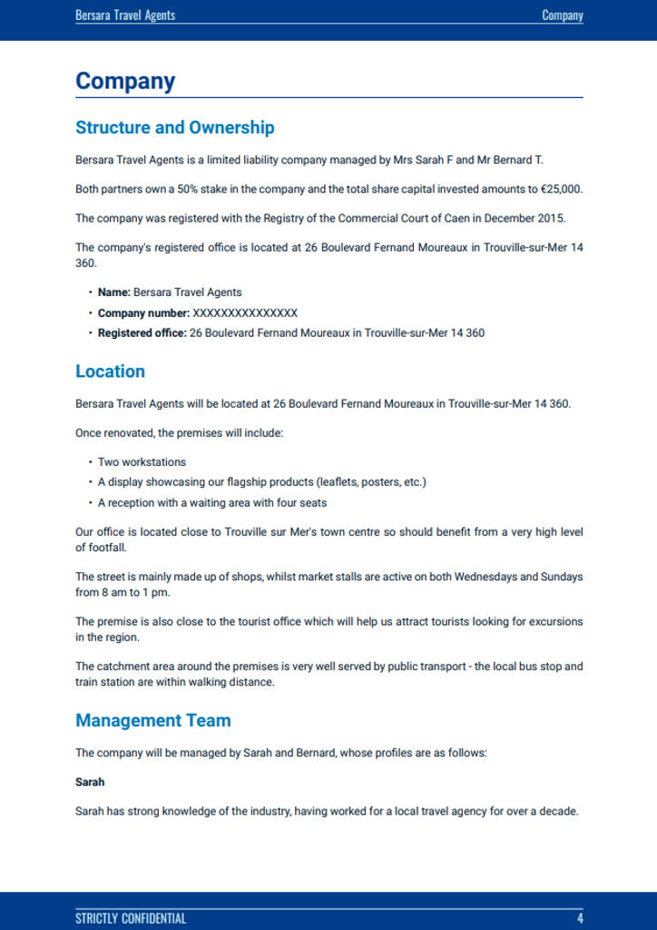 Travel agency business plan template