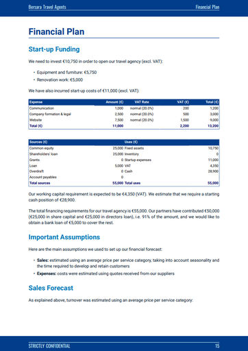 travel agency businesss plan template