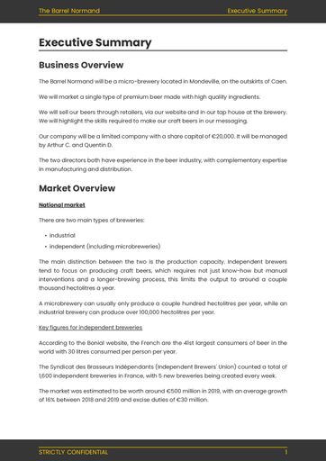 executive summary for microbrewery business plan sample