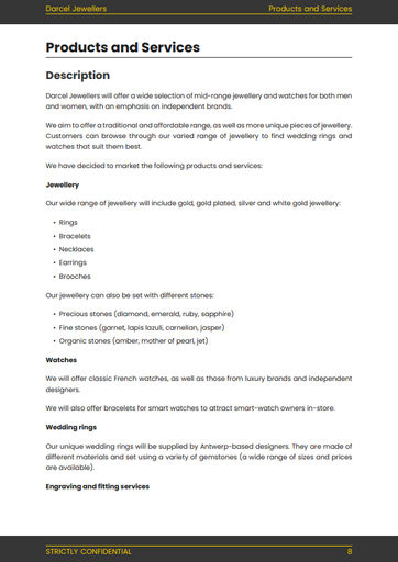business plan about jewelry product and services description of the jewellery shop business plan example