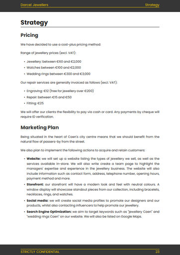 business plan about jewelry jewellery business plan example: stragtegy section