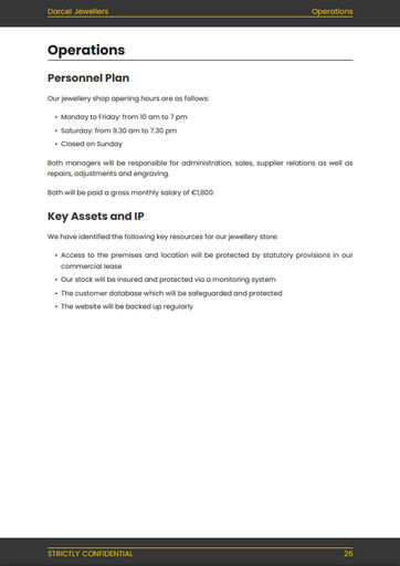 business plan about jewelry jewellery store business plan template: operations section