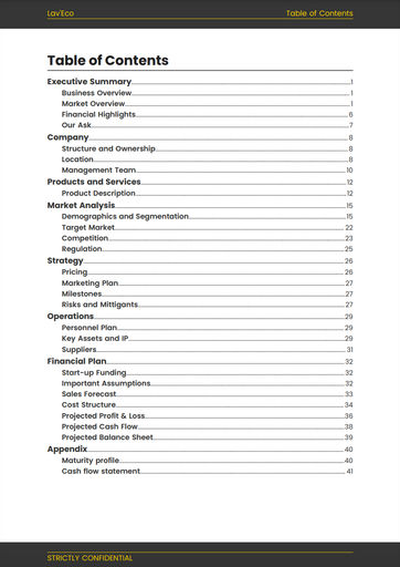 cover page and table of contents for the dry cleaner business plan template by The Business Plan Shop