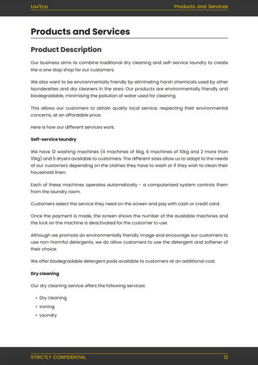 dryclean and laundry business plan product and services description of the dry cleaner business plan example