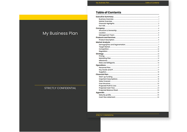 PDF document obtained from the business plan software developed by The Business Plan Shop