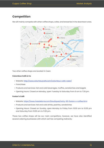 market analysis section of the coffee shop business plan template