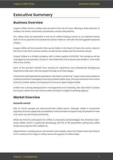 cafe shop business plan pdf executive summary for coffee shop business plan sample