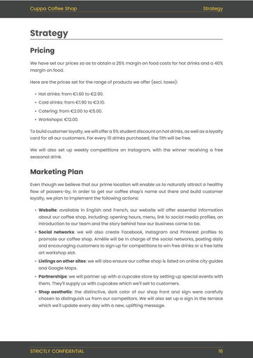 cafe shop business plan pdf coffee shop business plan example: stragtegy section