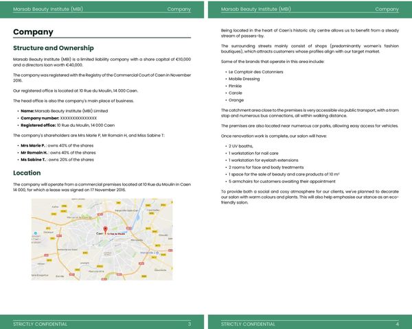 legal status and ownership in business plan example