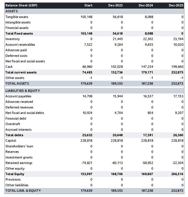projected balance sheet in a department store business plan example