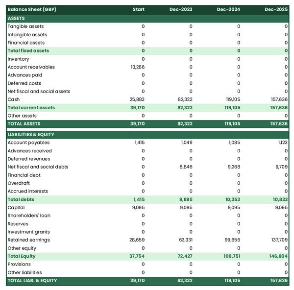example of projected balance sheet in a spiritual healer business business plan