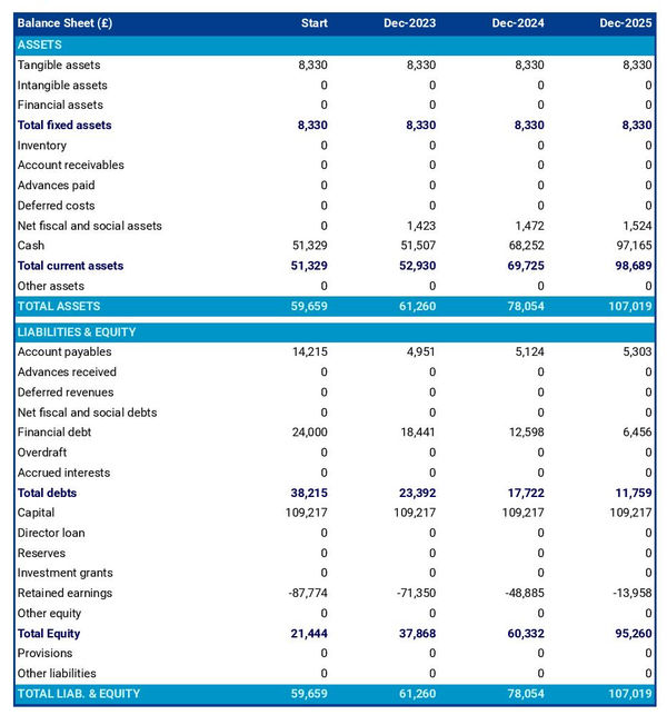 projected balance sheet in a independent library business plan example