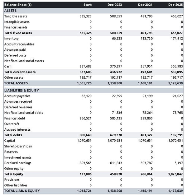 example of forecasted balance sheet in a flower farm business plan