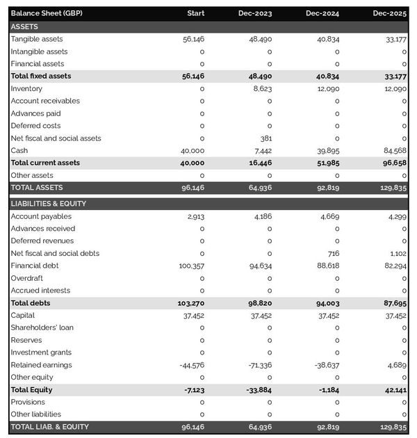 example of forecasted balance sheet in a snail farm business plan