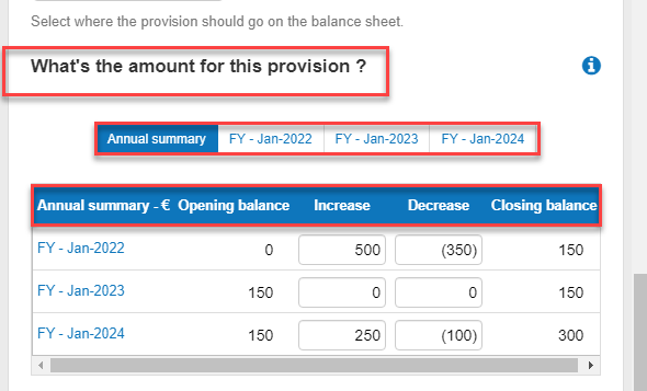 entering annual data for the investment grant amount