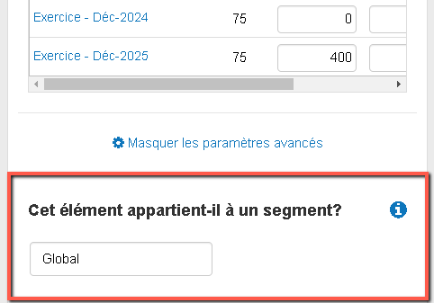 comment saisir un segment dans le logiciel de prévisions financières de The Business Plan Shop