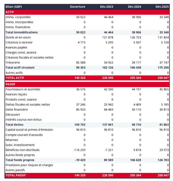 business plan de maroquinerie avec exemple de bilan prévisionnel