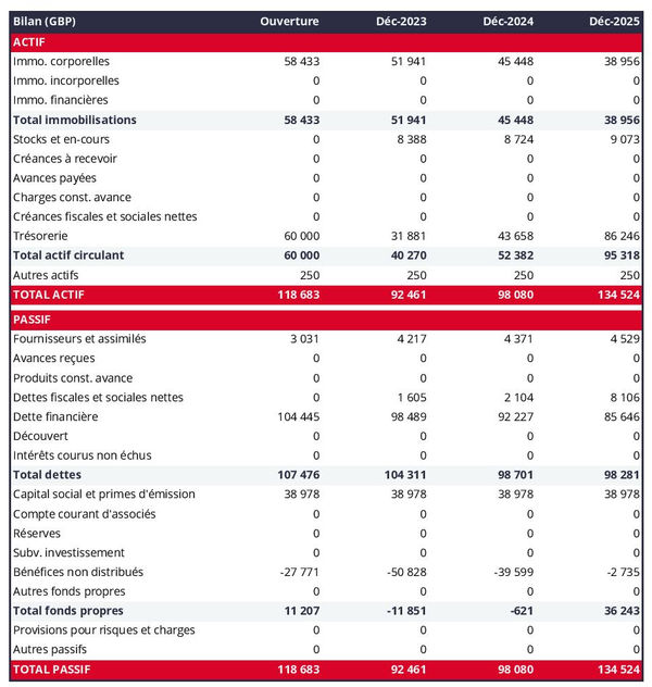 exemple de bilan prévisionnel dans un business plan d'élevage de moutons