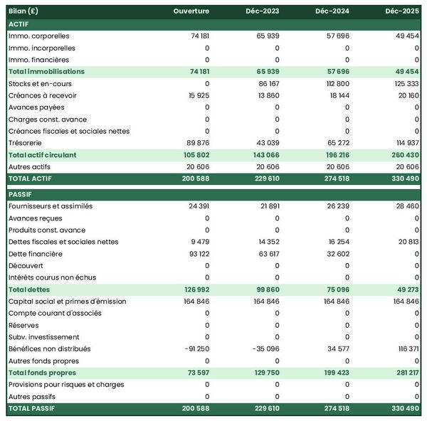 business plan de magasin informatique : exemple de bilan prévisionnel