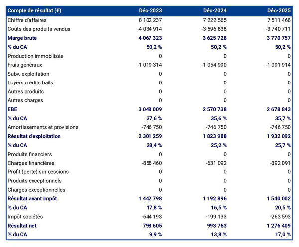 exemple de compte de résultat prévisionnel dans un business plan exploitation de ananas