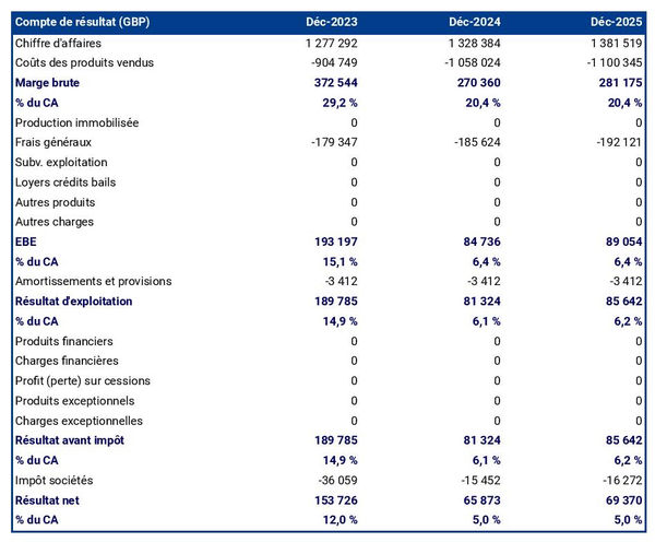 business plan de magasin de criket : exemple de compte de résultat prévisionnel