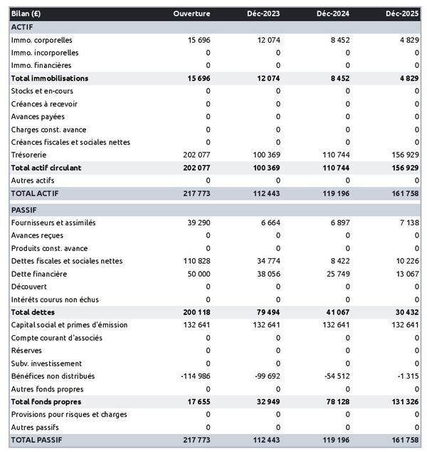 exemple de bilan prévisionnel dans un business plan de grossiste en fruits et légumes