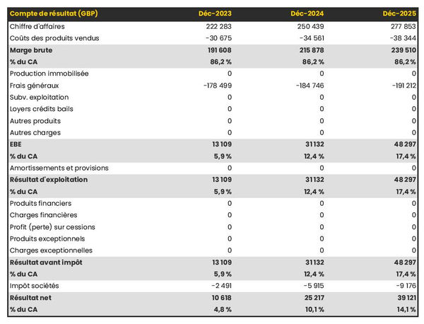 business plan de cabinet de conseil en agronomie : exemple de compte de résultat prévisionnel