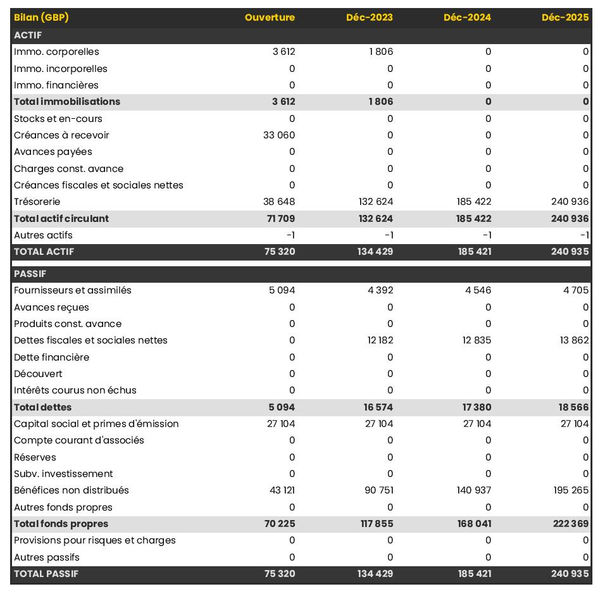 business plan de cabinet d'avocats en droit de la famille : exemple de bilan prévisionnel