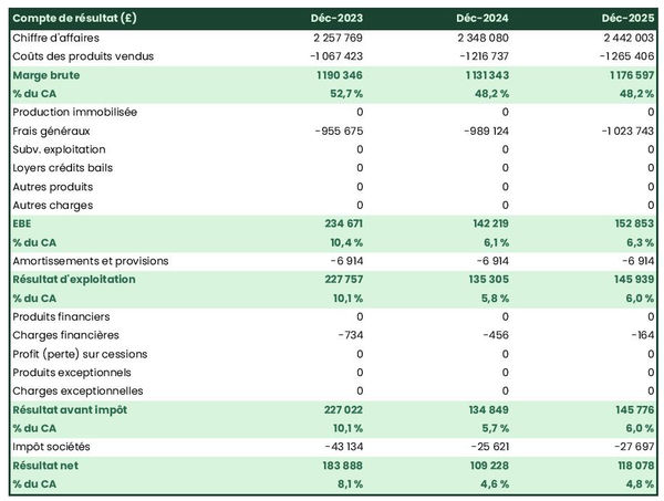 exemple de compte de résultat dans un business plan de bar lounge