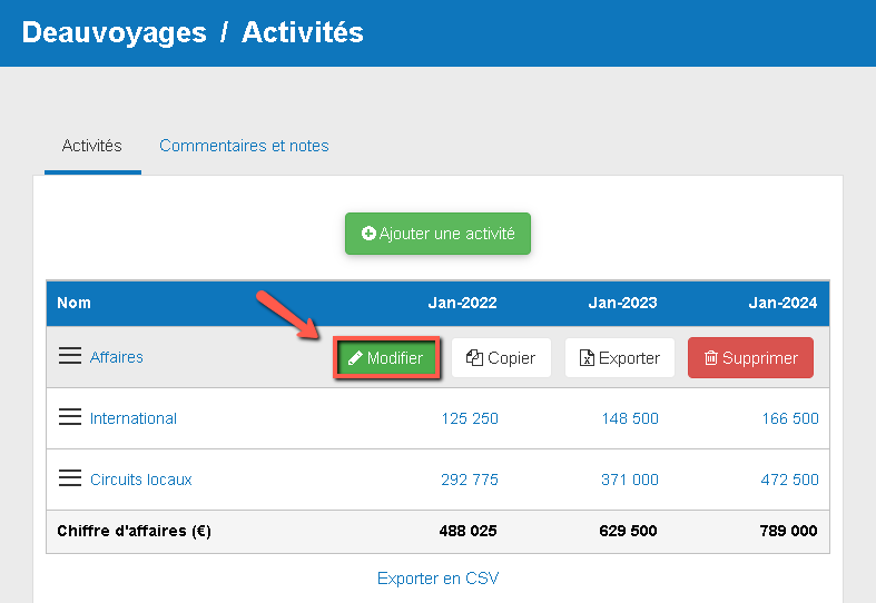 édition des provision sur ordinateur