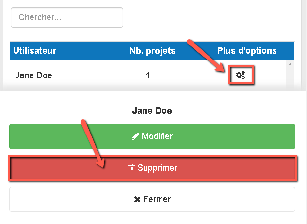 suppression de l'accès à mes projets par un utilisateur invité sur mobile