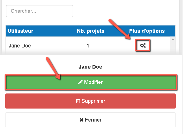 modification des autorisations des utilisateurs invités dans la boutique de plans d'affaires sur mobile
