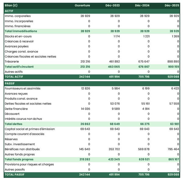 business plan d'ebenisterie : exemple de bilan prévisionnel