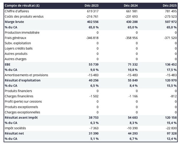 business plan d'entreprise de déménagement : exemple de compte de résultat prévisionnel
