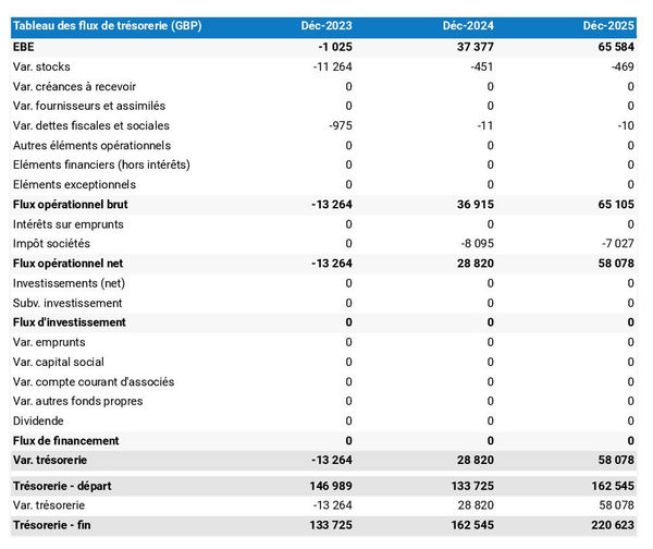 prévisionnel de trésorerie dans un business plan de maison de retraite